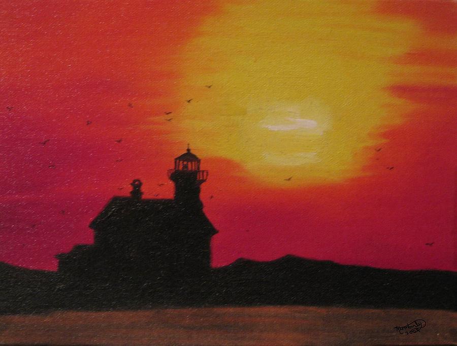 Silhouette of a Lightouse Painting by Kimber  Butler