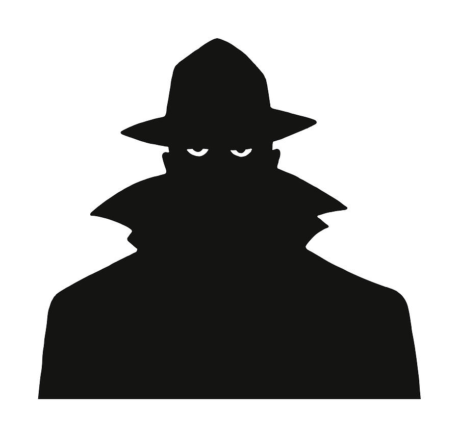 Silhouette of a Man in a Trench Coat and Hat Drawing by CSA-Archive