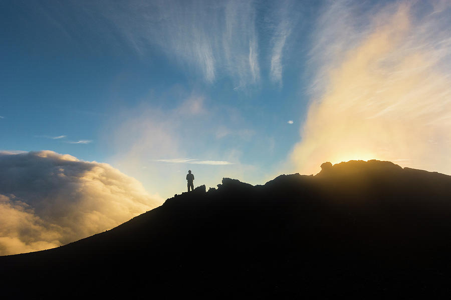 Nature Photograph - Silhouette Of A Man On Pacaya Volcano by Andres Valencia
