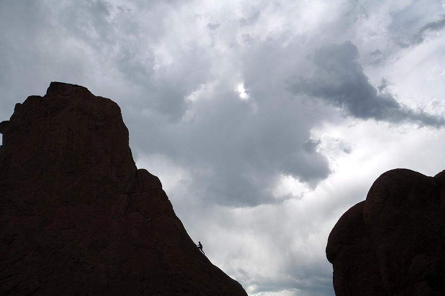 Silhouette Of A Man Rock Climbing Photograph By Corey Rich Fine Art America