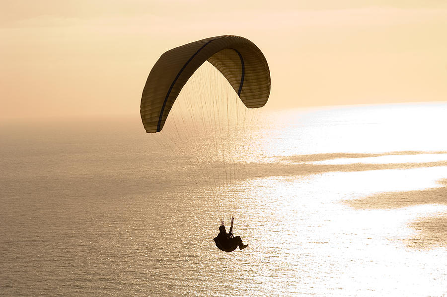 San Diego Photograph - Silhouette Of A Paraglider Flying by Panoramic Images