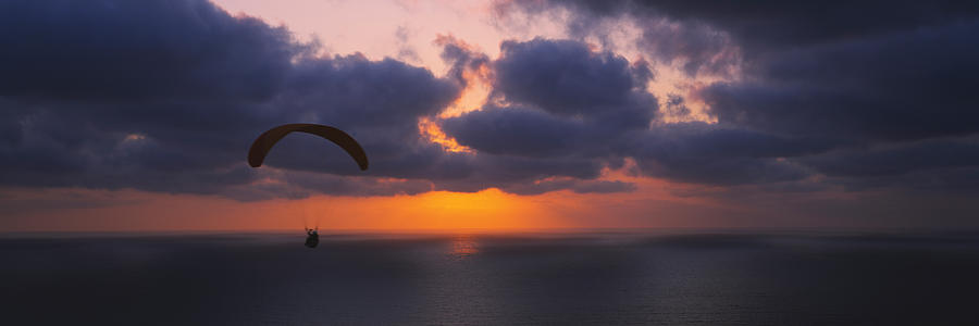 San Diego Photograph - Silhouette Of A Person Paragliding by Panoramic Images
