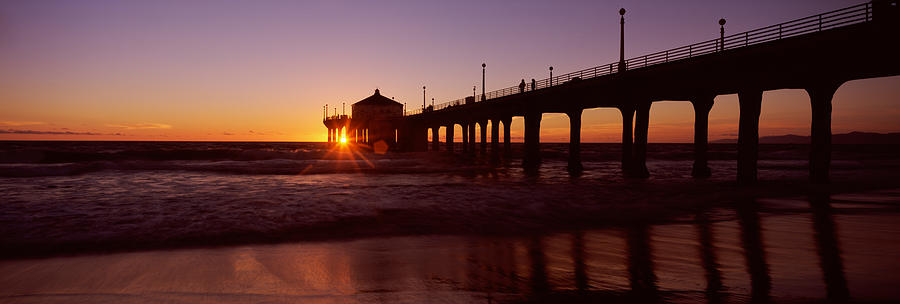 Silhouette Of A Pier, Manhattan Beach Photograph by Panoramic Images