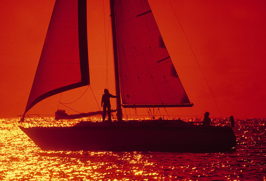 Silhouette Of A Sailboat In A Lake Photograph by Panoramic Images