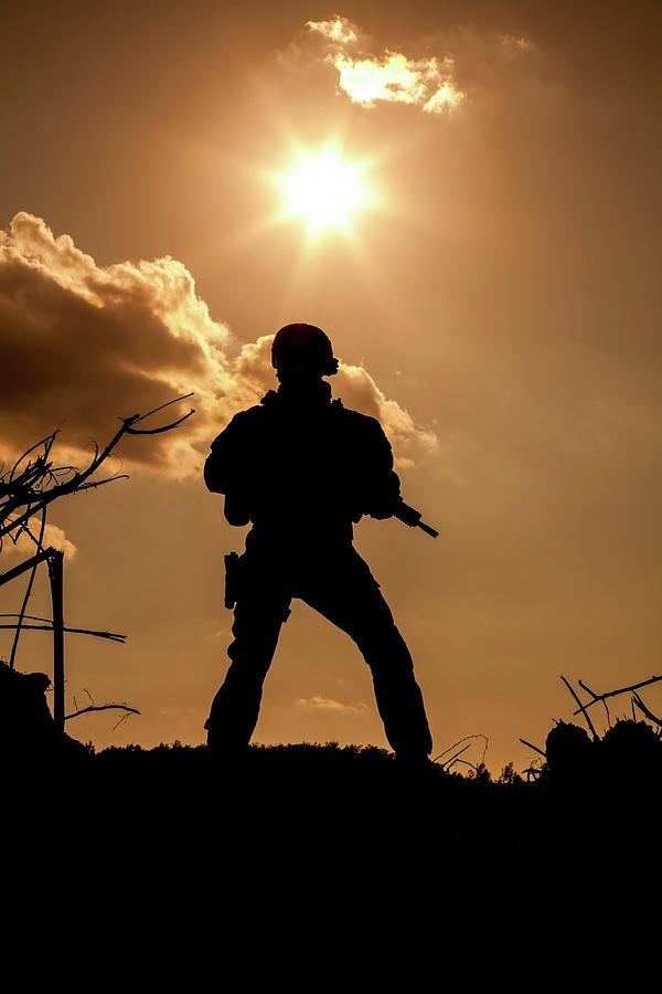 Silhouette Of A United States Army Photograph By Oleg Zabielin - Fine 