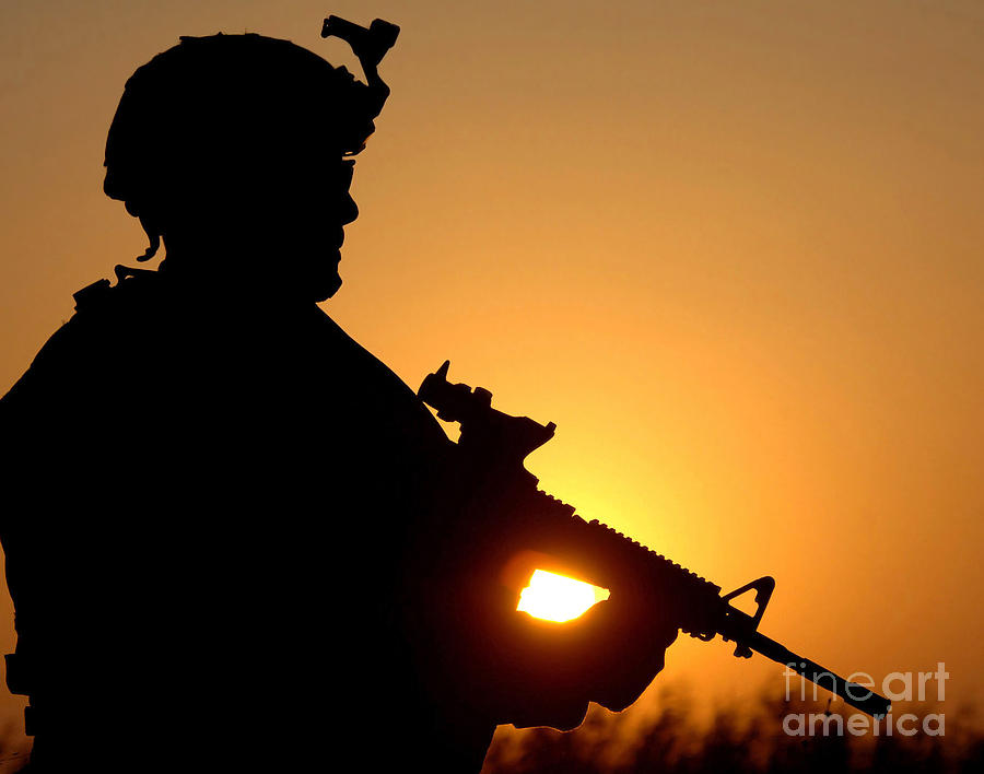 Silhouette Of A U.s. Army Soldier Photograph by Stocktrek Images Fine