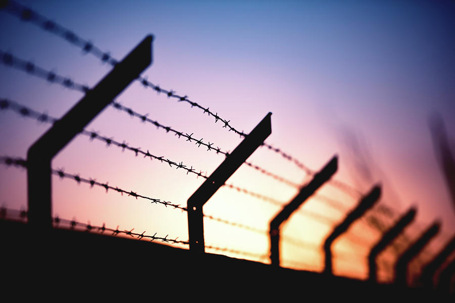 Silhouette Of Barbed Wire Fence Photograph by Ktsdesign/science Photo Library