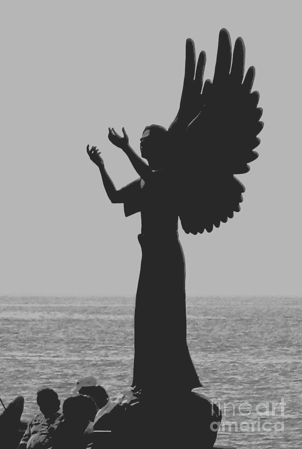 Angel Photograph - Silhouette Of Bronze Angled by Jay Milo