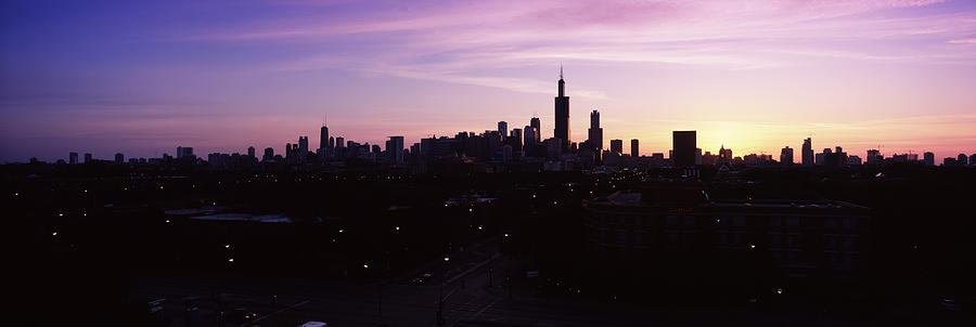 Silhouette Of Buildings At Sunrise Photograph by Panoramic Images