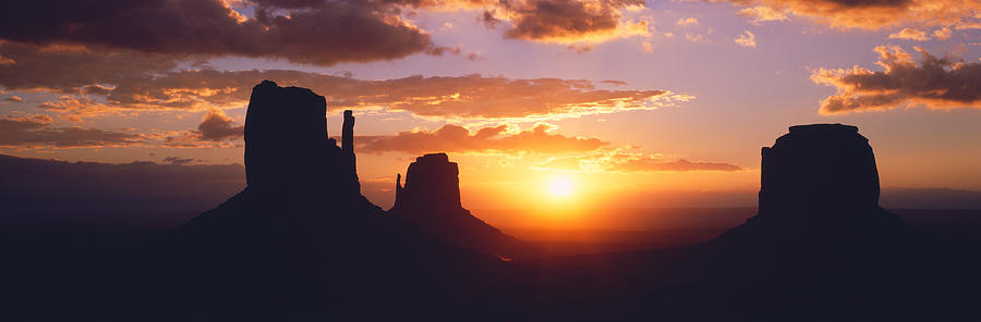 Sunset Photograph - Silhouette Of Buttes At Sunset, The by Panoramic Images