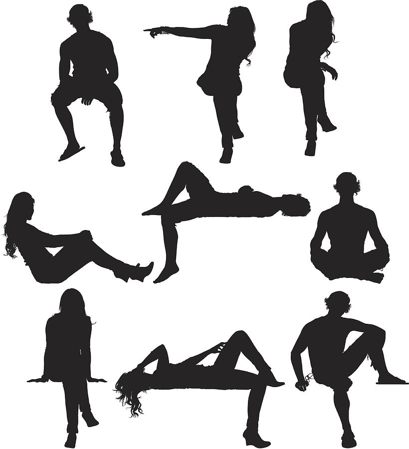 Silhouette of people in different poses Drawing by 4x6