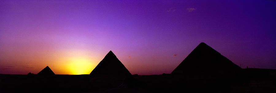 Architecture Photograph - Silhouette Of Pyramids At Dusk, Giza by Panoramic Images