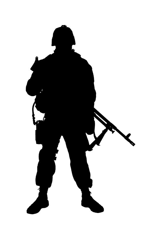 Silhouette Of Soldier In Camouflage Photograph by Oleg Zabielin - Pixels