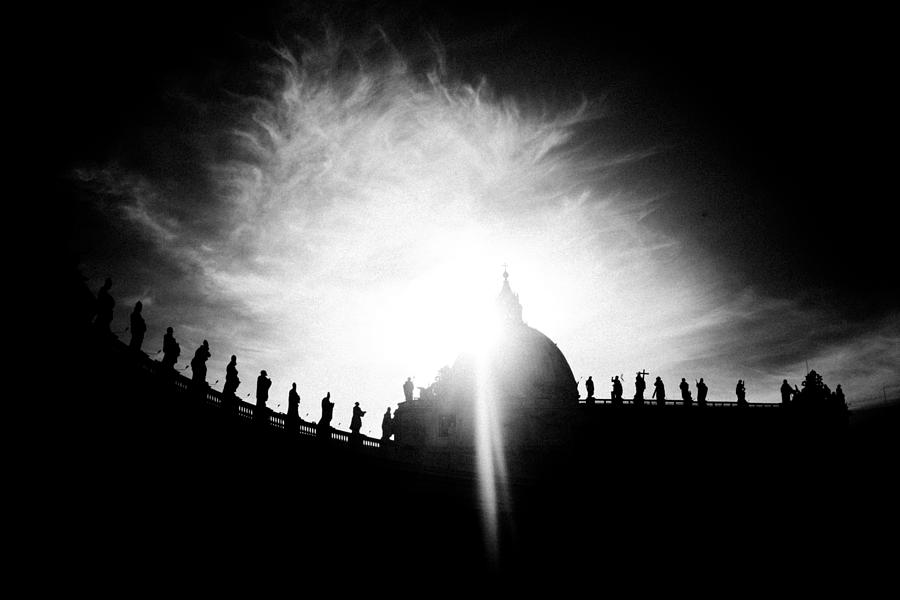 Silhouette of St Peters baisilica black white Photograph by Raimond Klavins