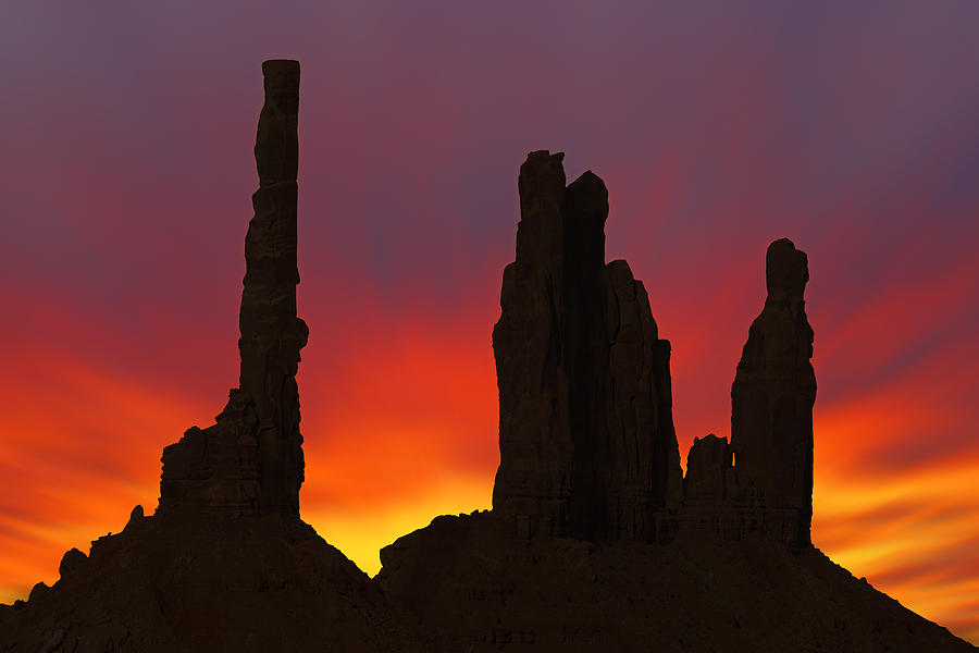 Desert Sunset Photograph - Silhouette of Totem Pole After Sunset - Monument Valley by Mike McGlothlen