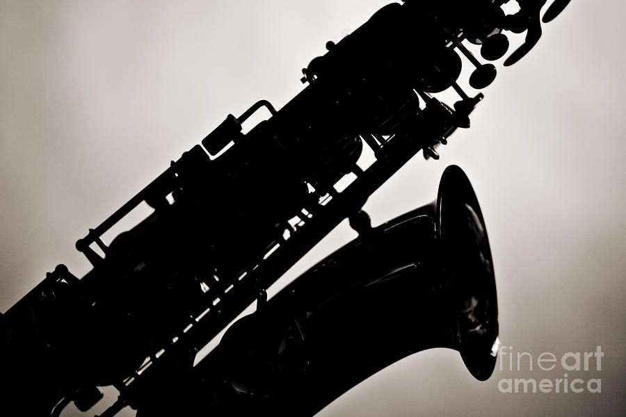 Silhouette Saxophone Instrument Bell in Sepia 3269.01 Photograph by M K Miller