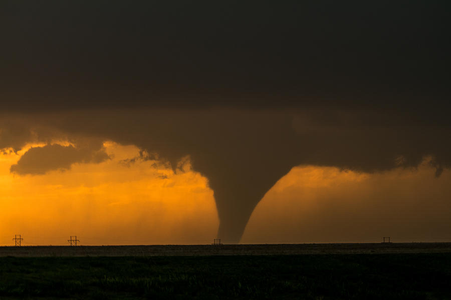 Silhouette - Tornado at Sunset in Central Kansas Photograph by Southern ...