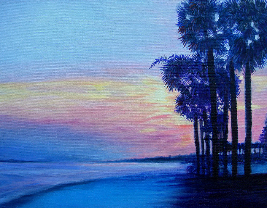 Silhouette Sunset Painting by Susan Duda