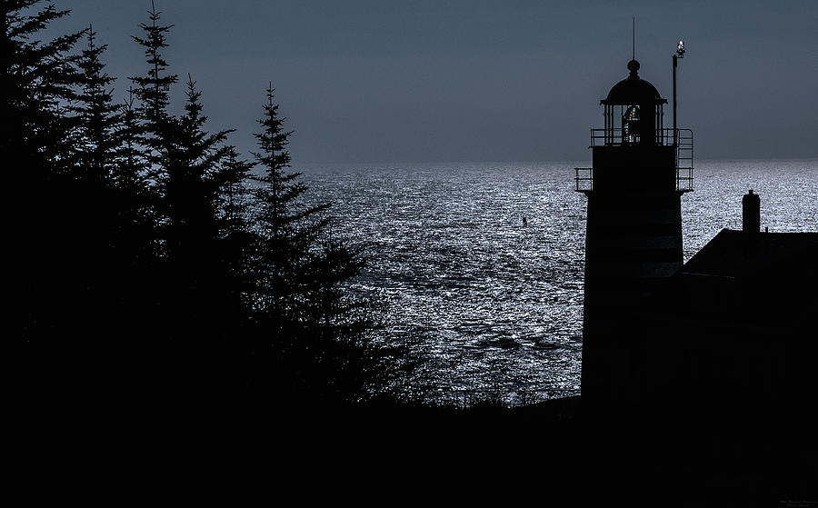 Lighthouse Photograph - Silhouette West Quoddy Head Lighthouse by Marty Saccone