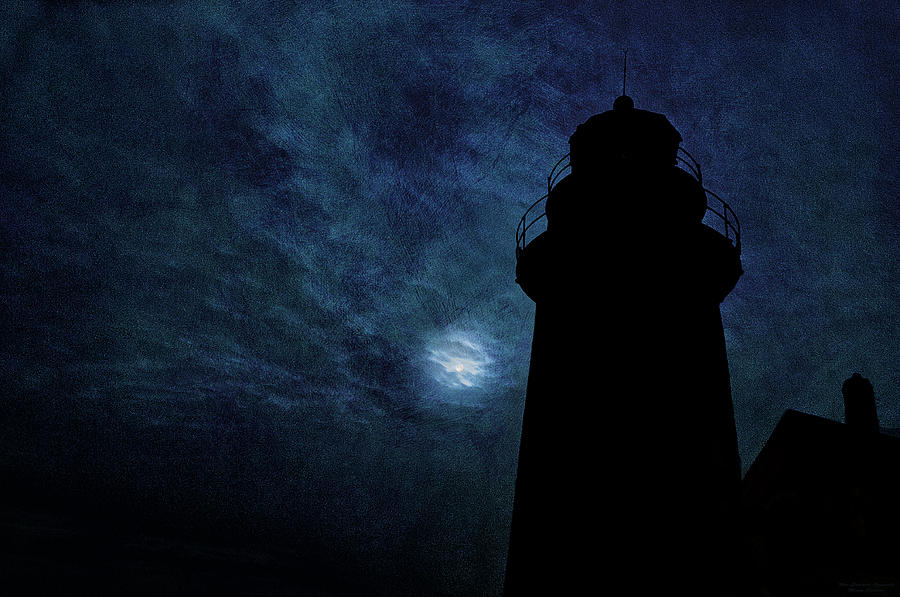 Silhouetted By Moonlight West Quoddy Head Lighthouse Photograph by Marty Saccone