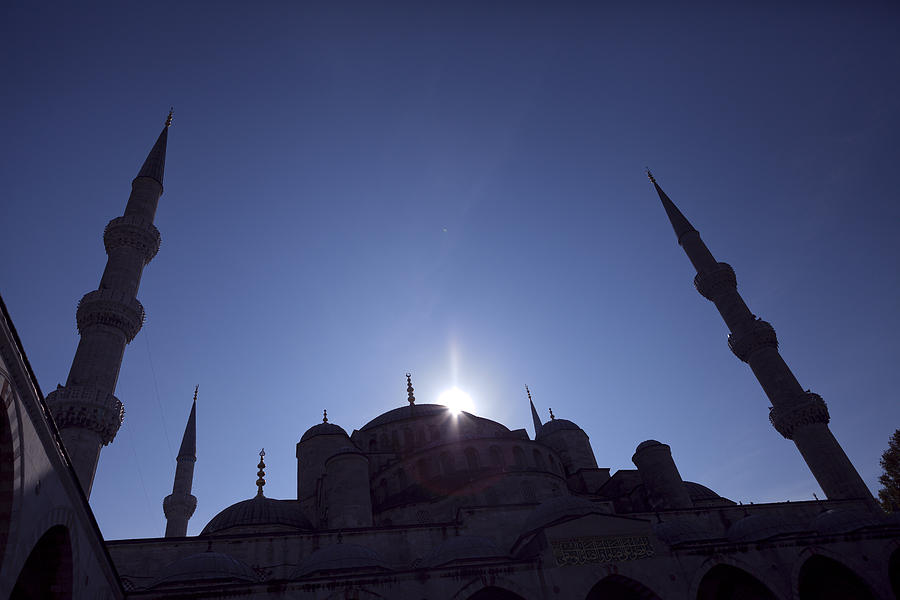 Silhouettes of Blue Mosque Istanbul Turkey Photograph by Raimond Klavins