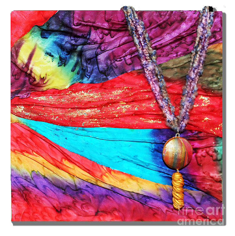 Silk Canvas with Necklace Mixed Media by Alene Sirott-Cope