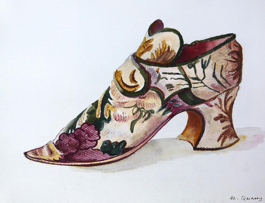 Silk Damask Shoe - Late 17th Century Painting by Paul Quarry
