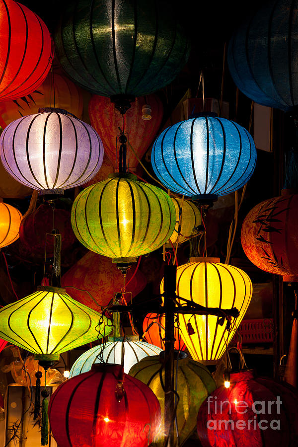 Lantern Still Life Photograph - Silk lanterns in Hoi An city Vietnam by Fototrav Print