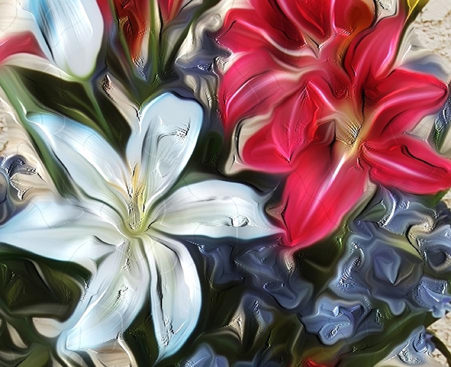 Silk Lilies Abstract Digital Art by Linda Brody