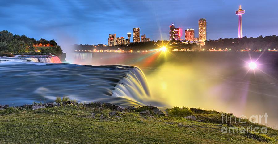 Silky Niagara Falls Panoramic Sunset Photograph by Adam Jewell