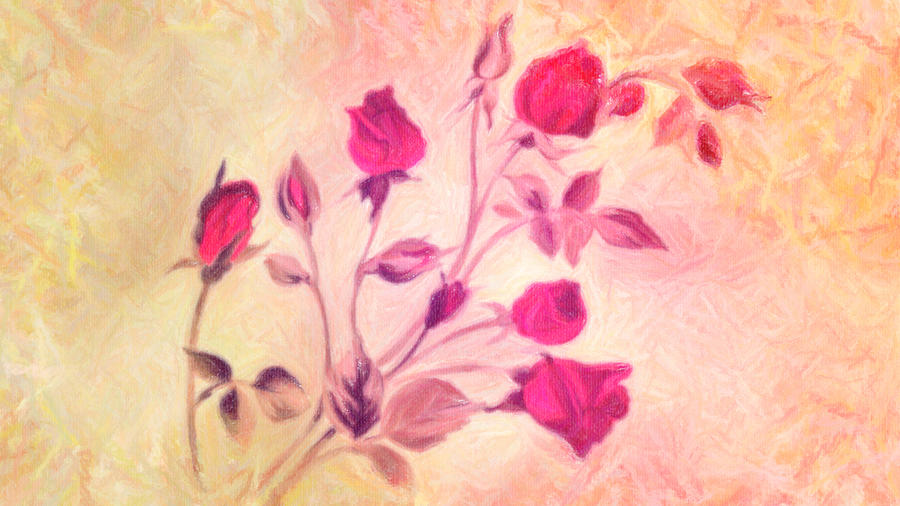 Silky Red Roses #1 Painting by MotionAge Designs