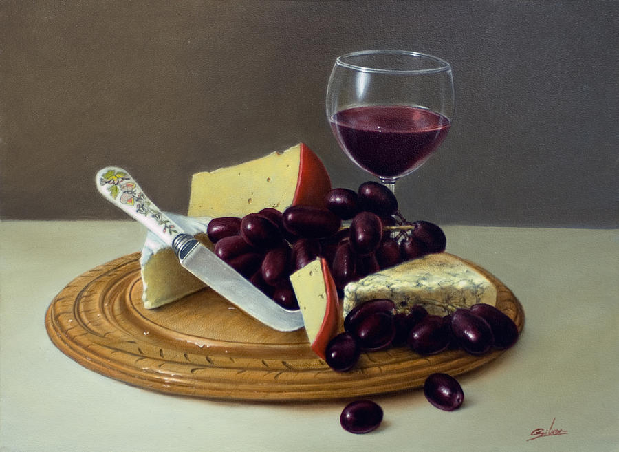 Sill life Cheese board Painting by John Silver