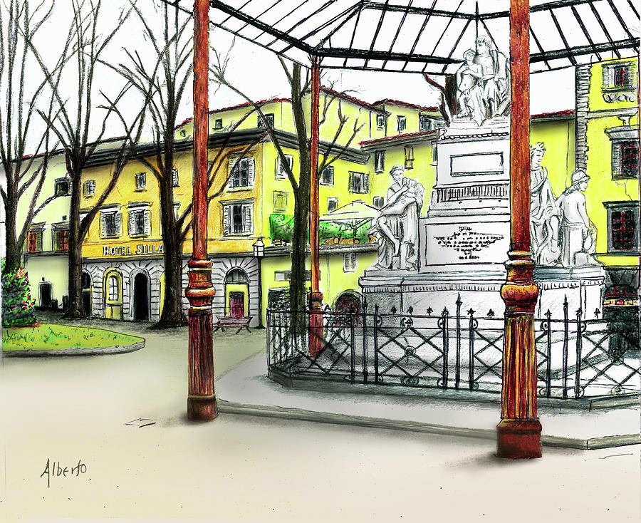 Silla Hotel Piazza Demidoff Florence Painting by Albert Puskaric