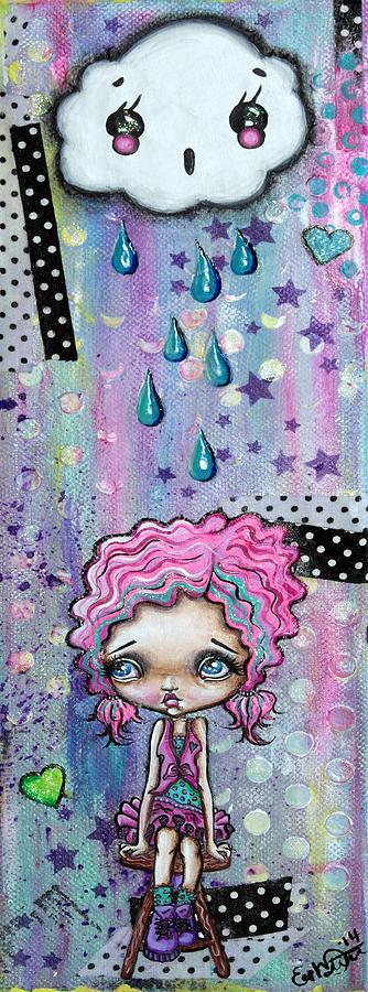 Kawaii Mixed Media - Sillie Smilie Showers by Oddball Art Co by Lizzy Love
