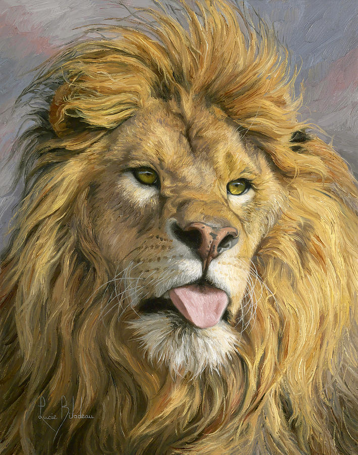 Lion Painting - Silly Face by Lucie Bilodeau
