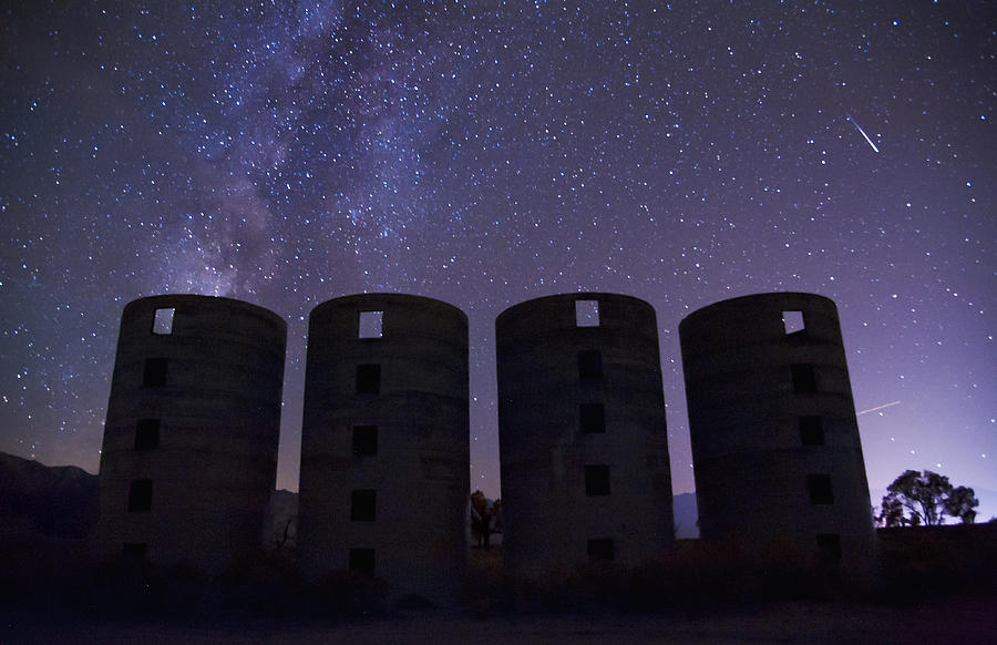 Silos at Night Photograph by Cat Connor