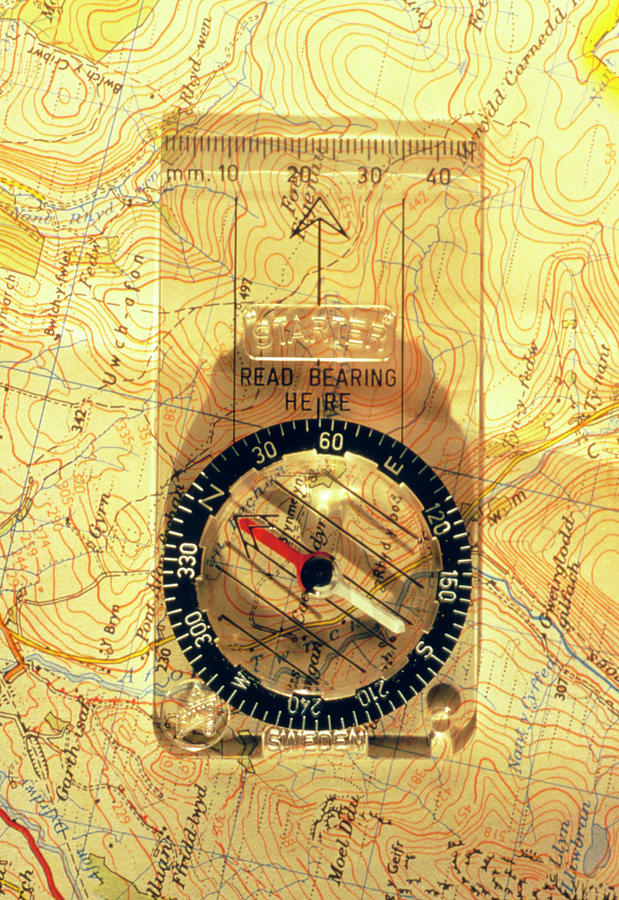 Silva Compass On An Ordnance Survey Map Photograph by Adam Hart-davis/science Photo Library