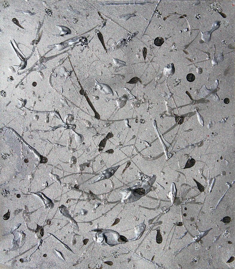 Abstract Painting - Silver Abstract Triptych Part 1   by Julia Apostolova