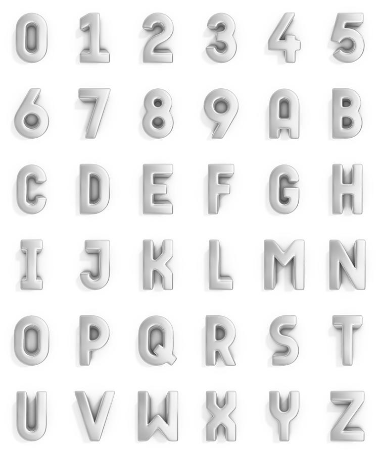 Silver Alphabet And Numbers Photograph by Pagadesign