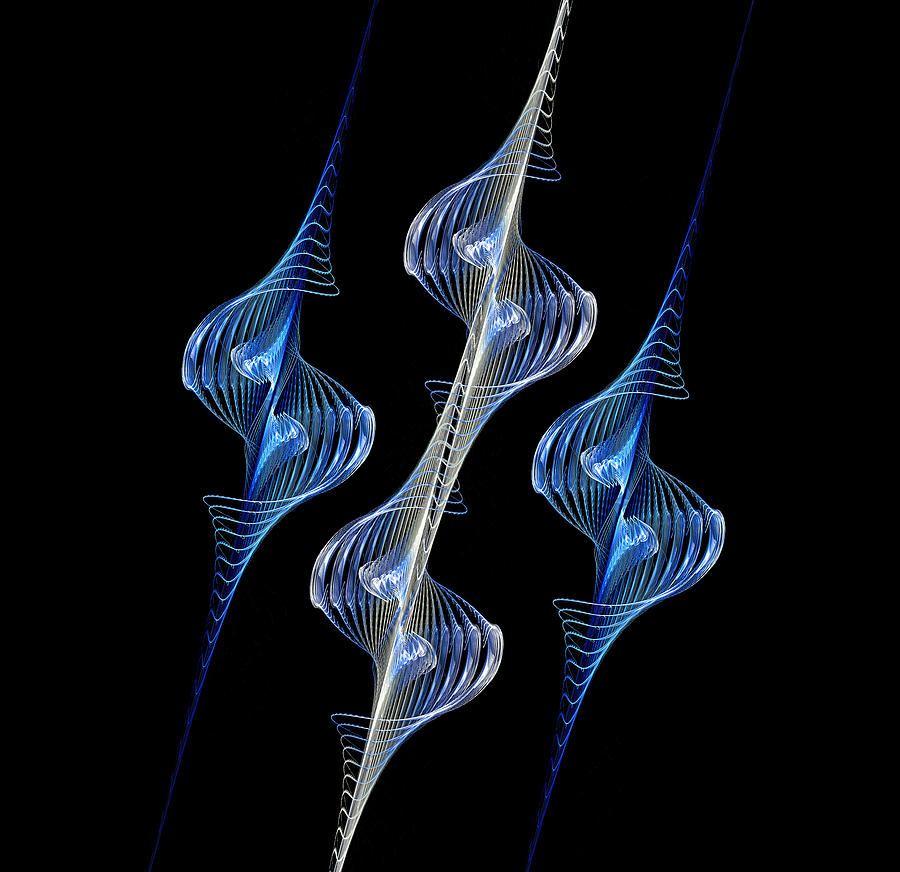 Silver and Blue Spirals Digital Art by Sandy Keeton