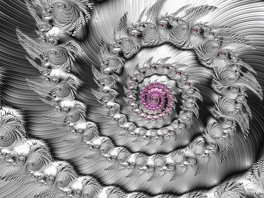 Silver and pink spiral glossy silber metal Digital Art by Matthias Hauser