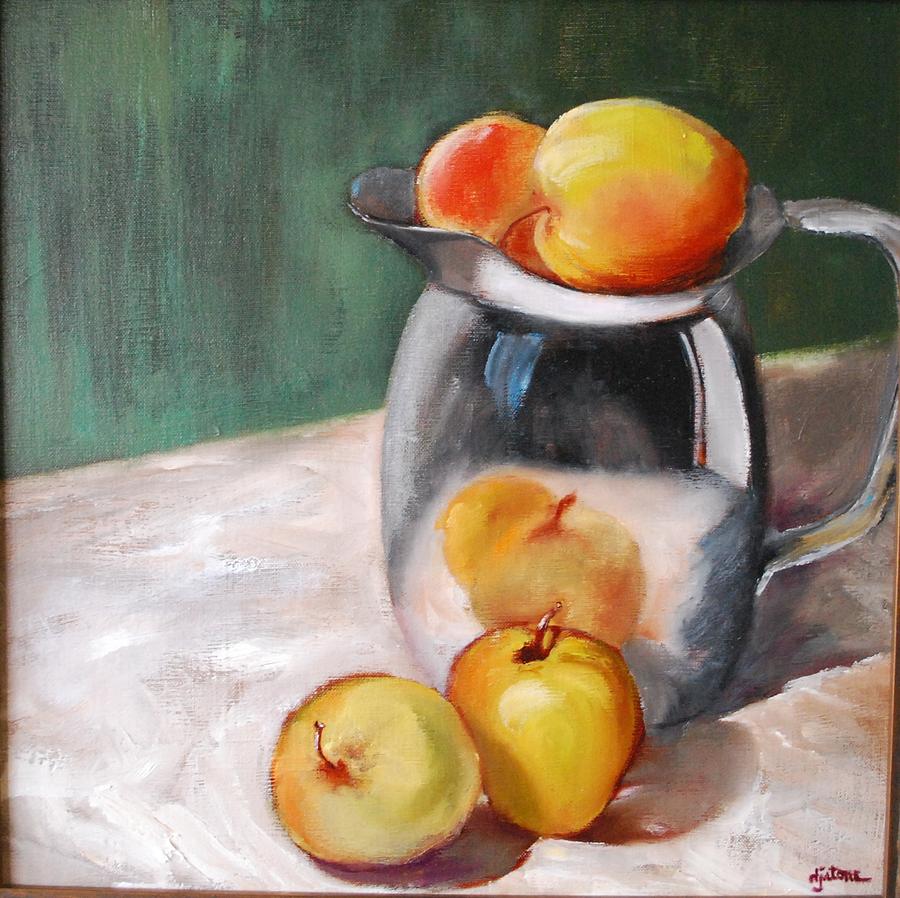 Still Life Painting - Silver Apples by DJ Stone