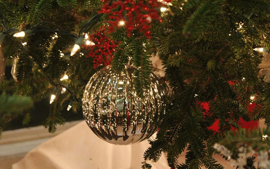 Christmas Photograph - Silver Ball by Cynthia Guinn