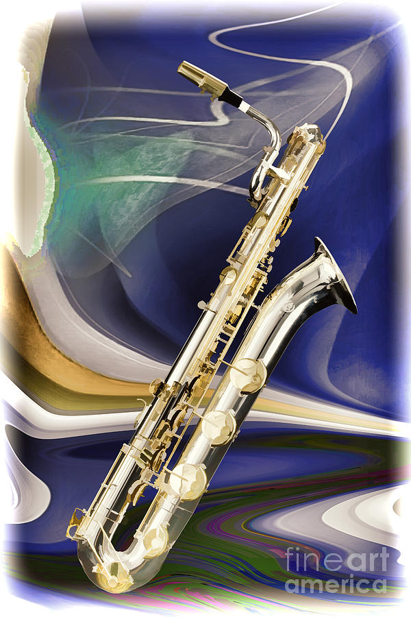 Silver Baritone Saxophone Painting Photograph 3458.02 Painting by M K Miller