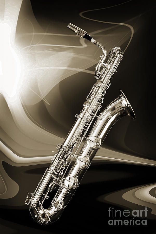 Silver Baritone Saxophone Photograph in Sepia 3459.01 Photograph by M K Miller