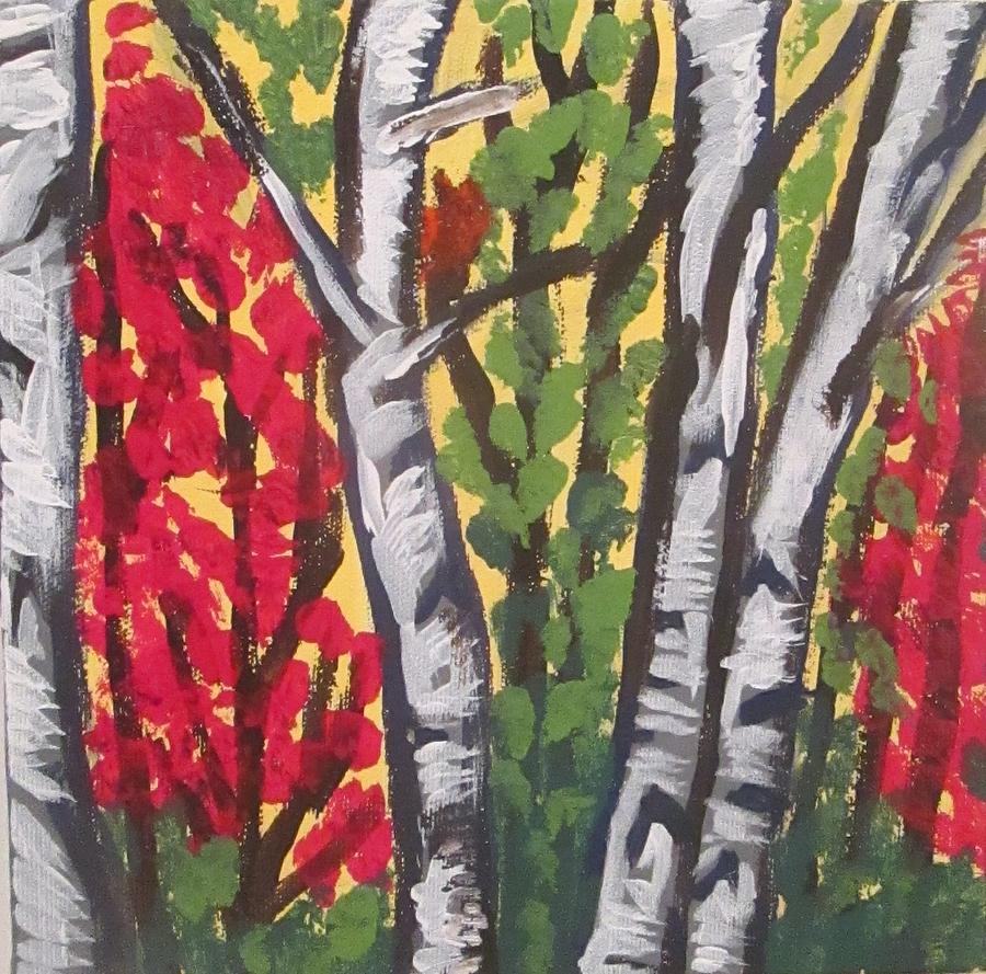 Silver birch in the fall Painting by Jennylynd James