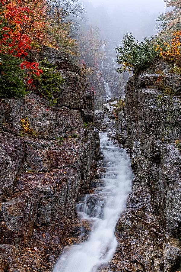 Fall Photograph - Silver Cascade Crawford Notch NH by Jeff Sinon
