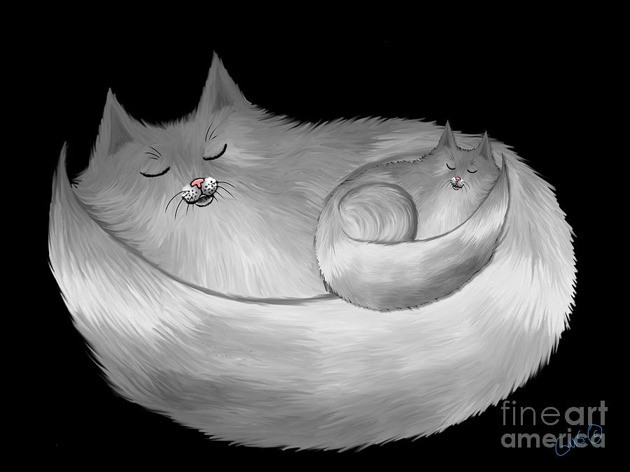 Cat Painting - Silver Cats by Nick Gustafson