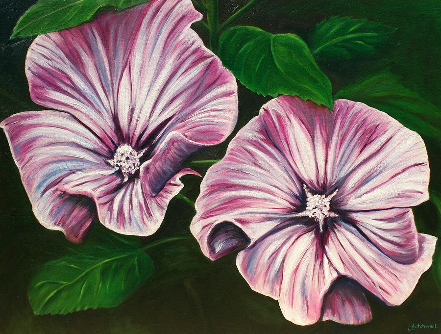 Nature Painting - Silver Cup - Lavatera by Lyndsey Hatchwell
