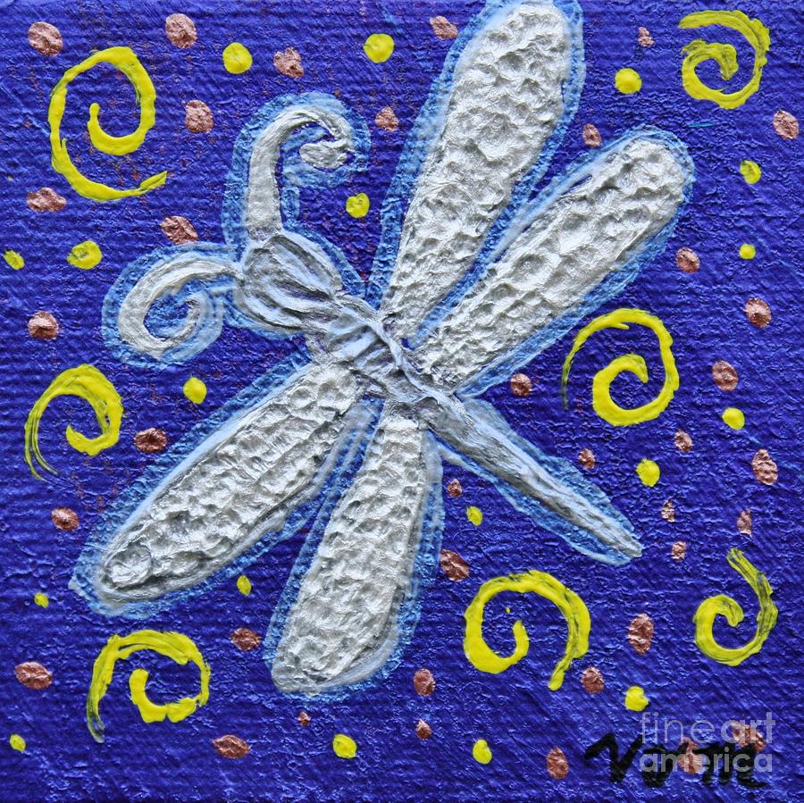 Silver Dragonfly Painting by Vicki Maheu